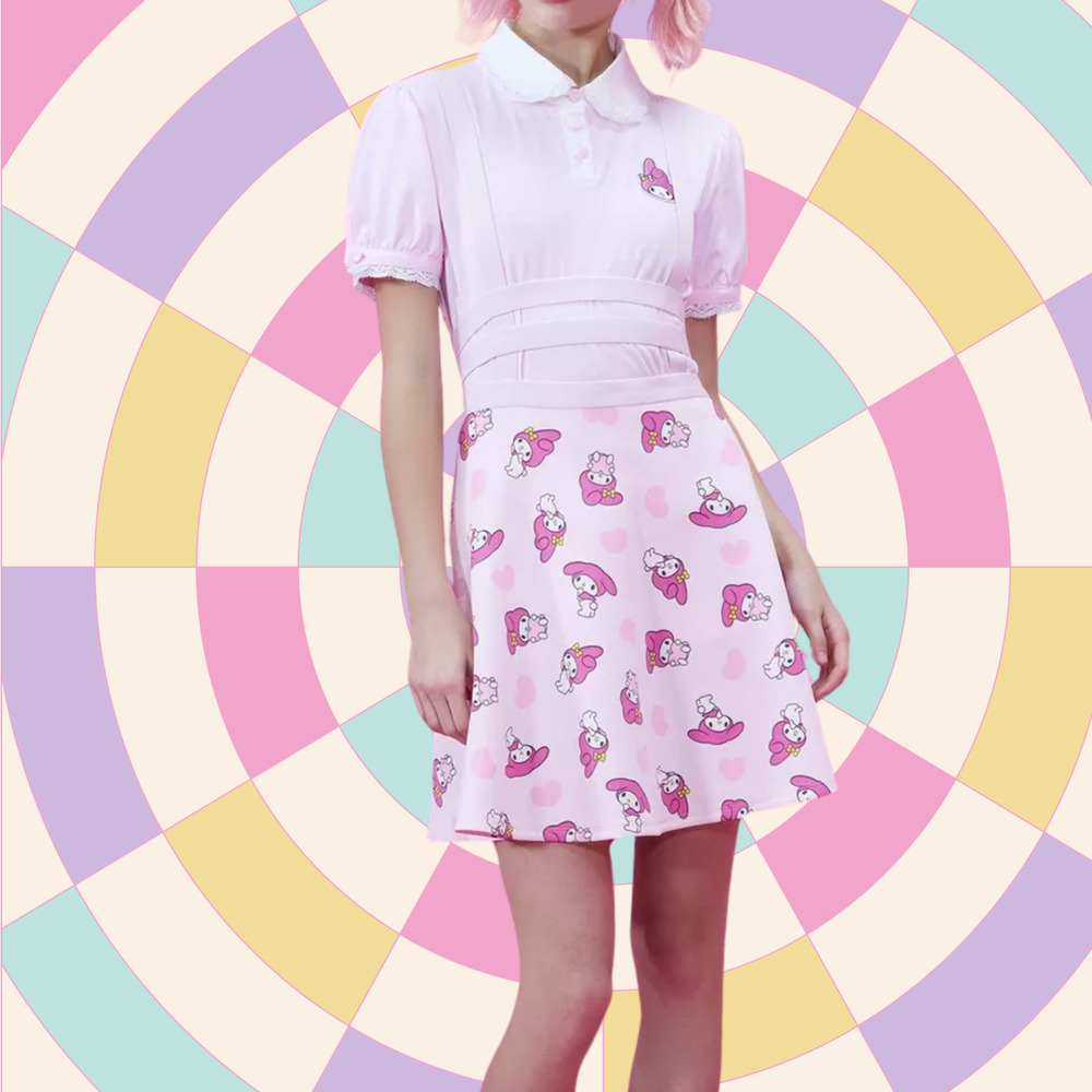Her Universe My Melody Strappy Suspender Skirt Size Medium Pink Bunny Sanrio
